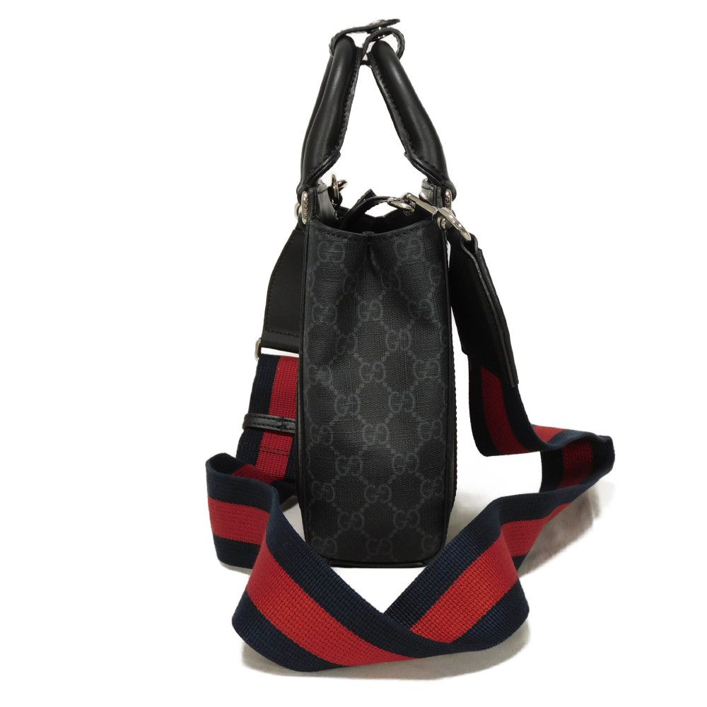 Gucci GG Supreme polyurethane processing x Leather Canvas Calfskin Black Tote Bag