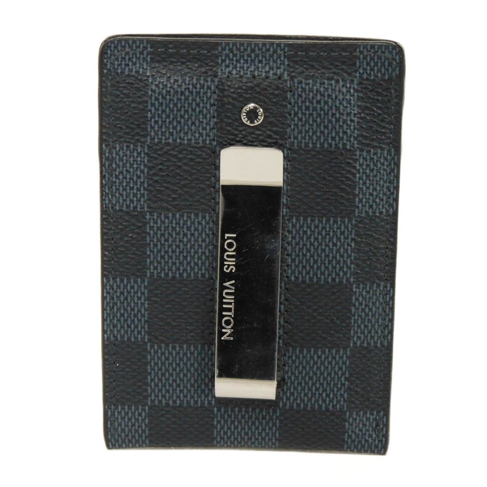 Louis Vuitton N63217 Damier cobalt x cowhide Leather Canvas Navy Wallet Case