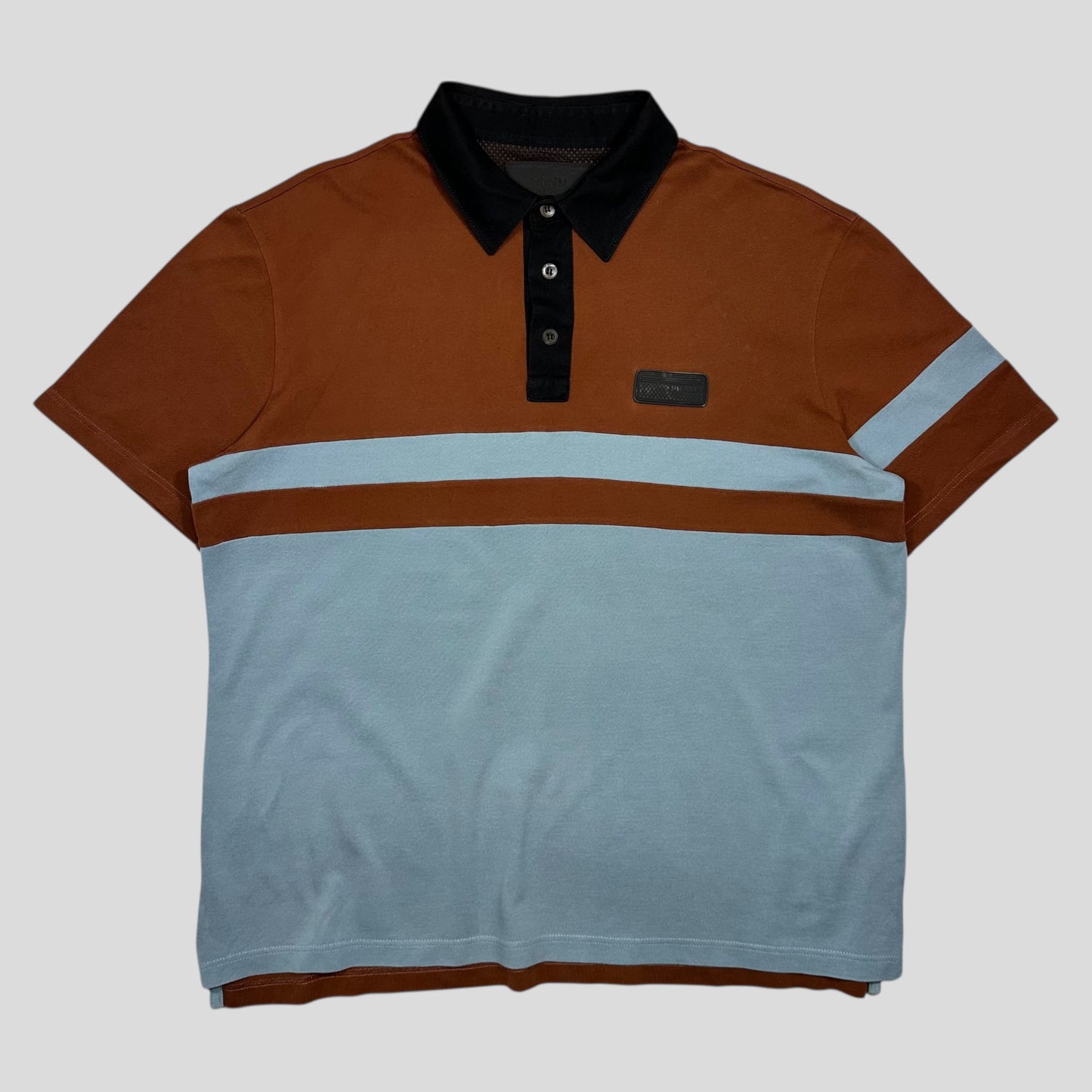 Prada Handbag Rubber Race Asymmetrical Panelled Shirt - L Logo