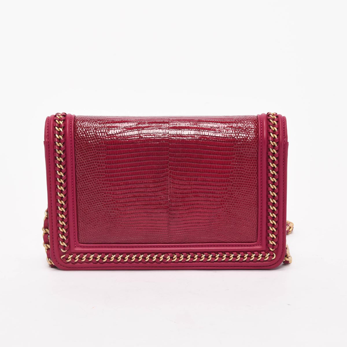 Chanel Magenta Lizard & Lambskin Chain Around Boy Woc Bag