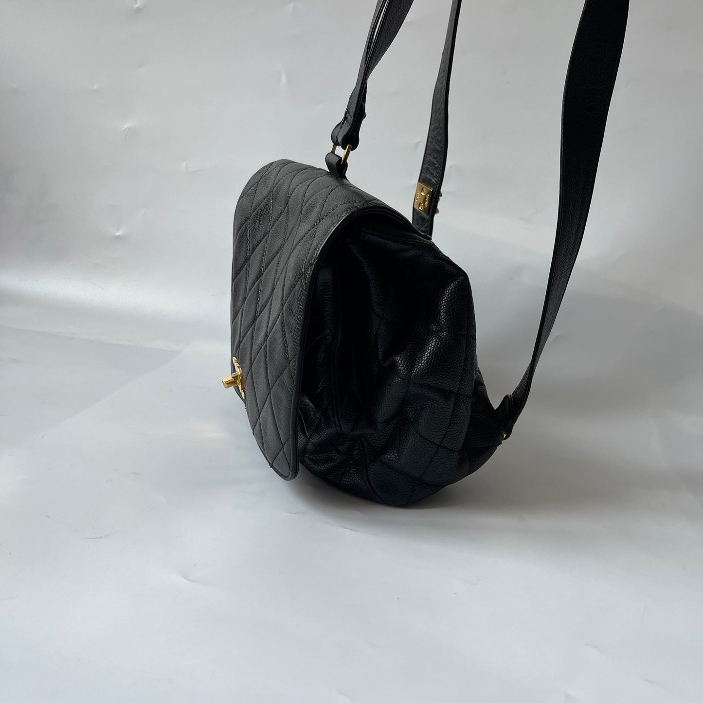 Chanel Duma Backpack Caviar Hardware -97 Black Gold Leather