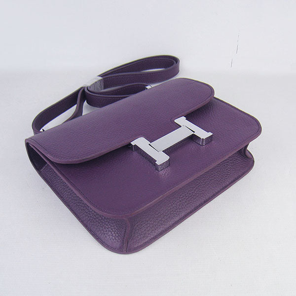 Hermes Luxury Constance Cowskin Bag H Purple Leather Silver Travel Bag