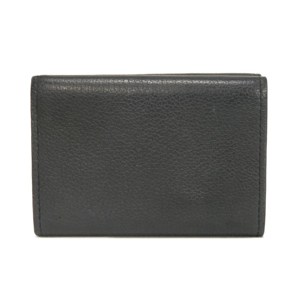 Louis Vuitton Tri-fold M63921 Grain embossed Noir Leather Calf Mini Logo Wallet Case