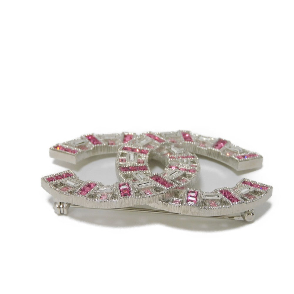 CHANEL Brooch Bijoux x metal Clear pink x clear CC mark Crystal COCO Mark