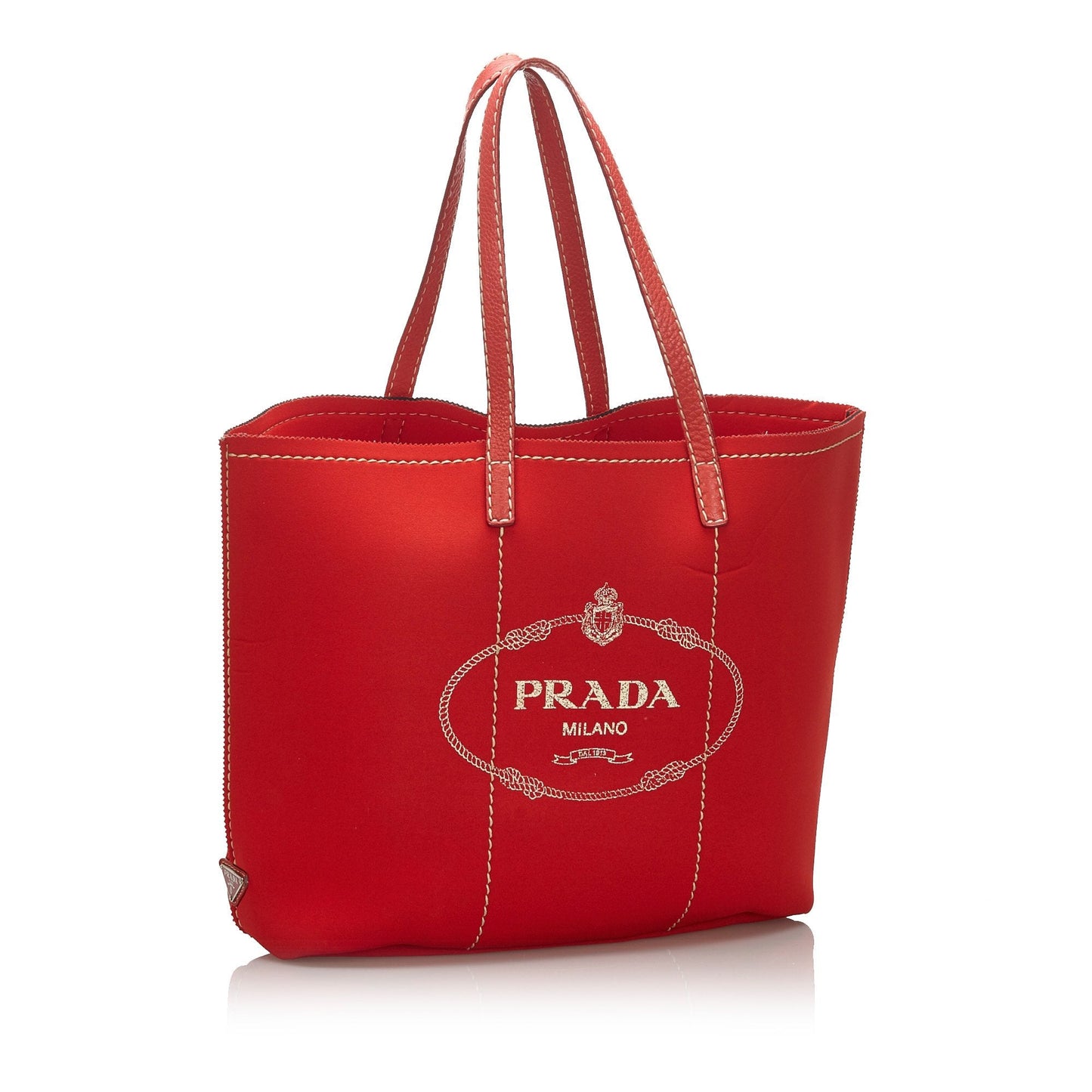 Prada Polyester Fabric Canapa Neoprene Tote Bag Italy Red