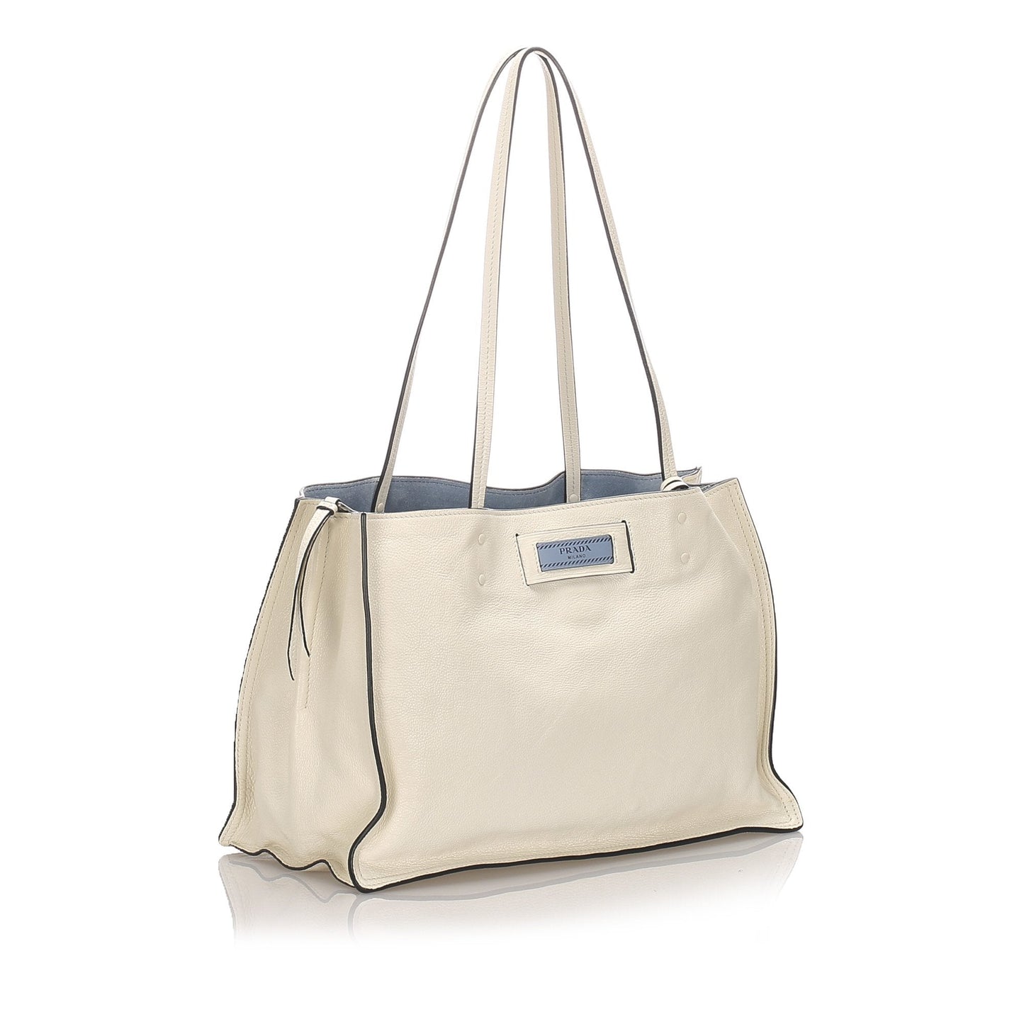 Prada Calf Etiquette Tote Bag Italy Leather Calf Leather White Tote Bag Italy