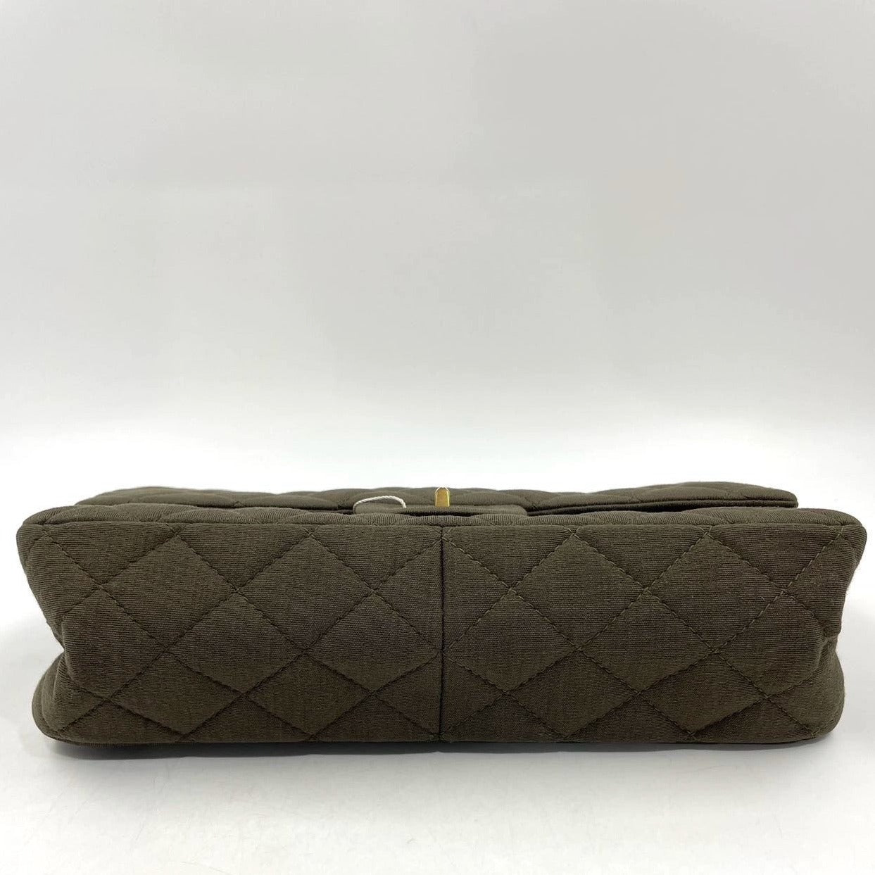 Chanel 2.55 Double Flap Jumbo Khaki Cloth Green Gold Shoulder Bag