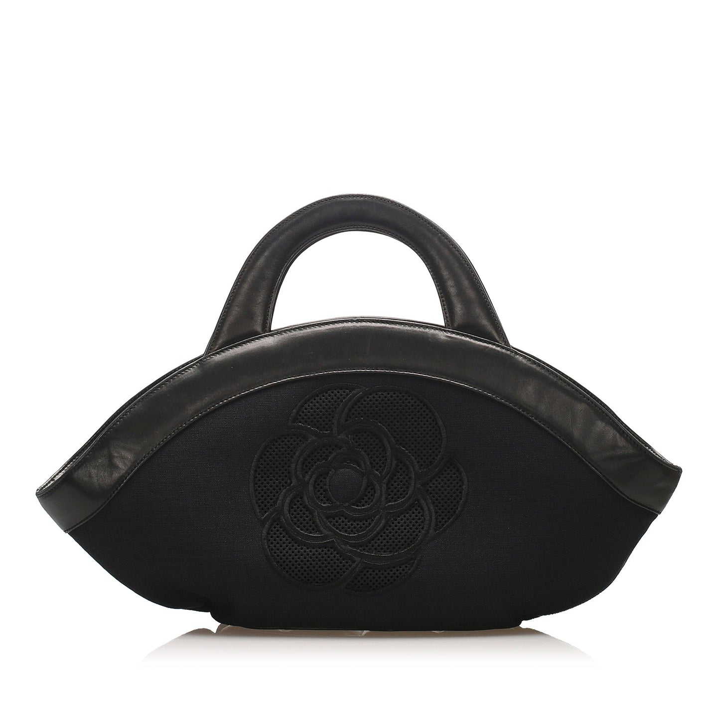 Chanel Camelia Handbag Leather Black