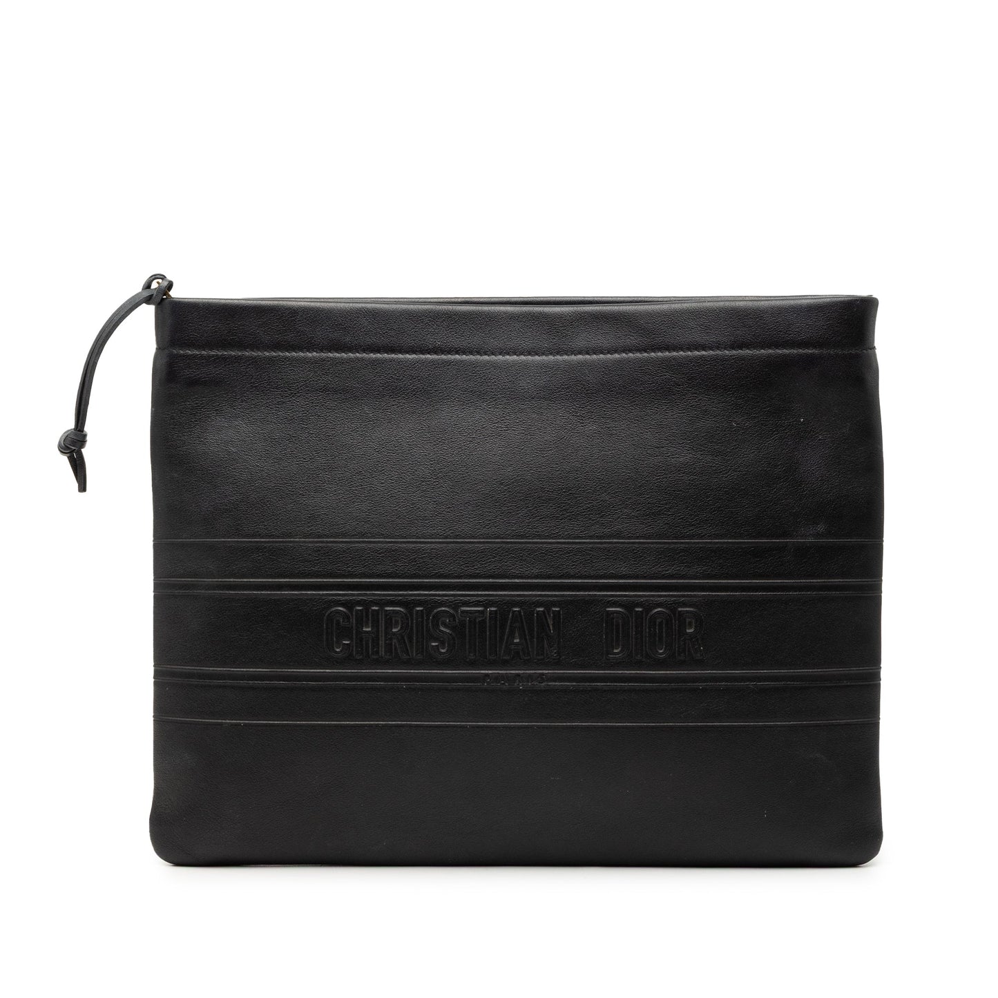 Dior Handbag Clutch Leather Black Logo Clutch Bag