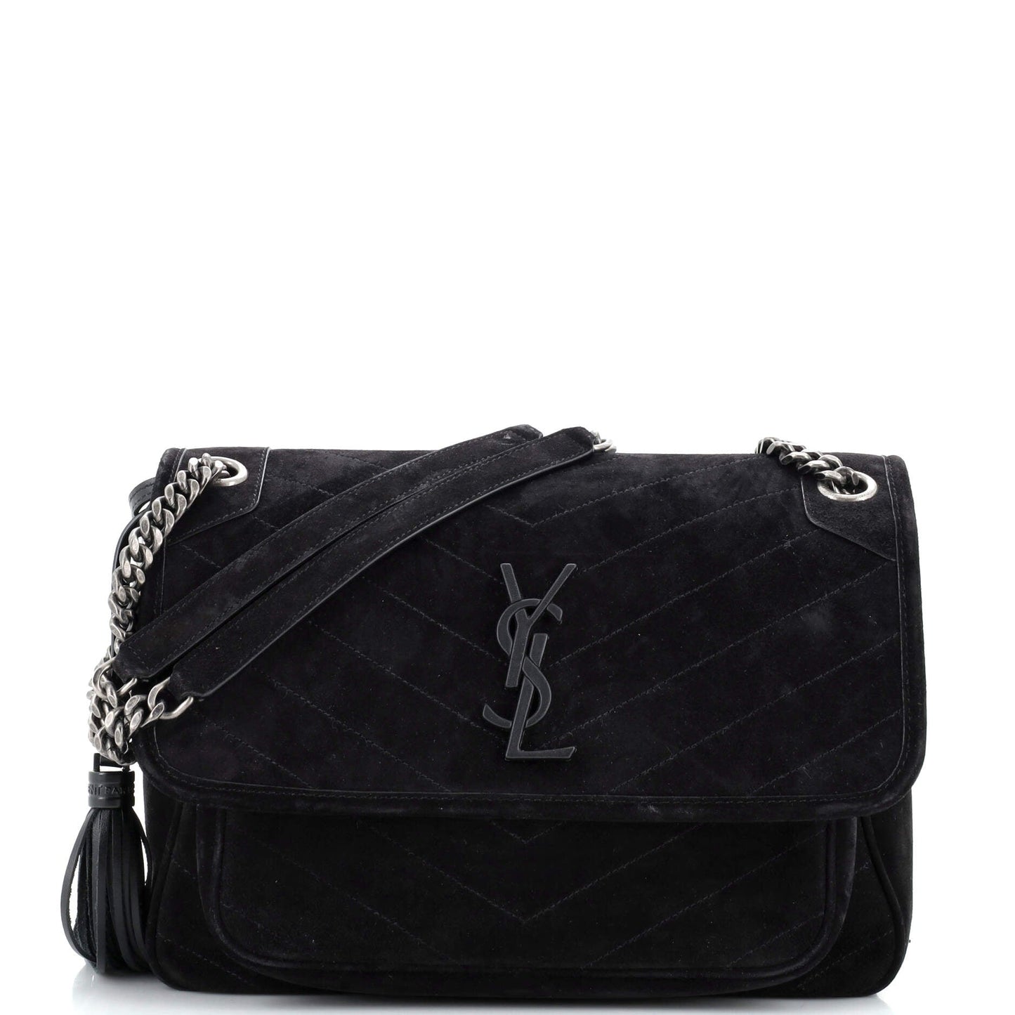 YSL Saint Laurent Luxury Trending Niki Bag Chevron Suede Matelasse Medium Travel Bag