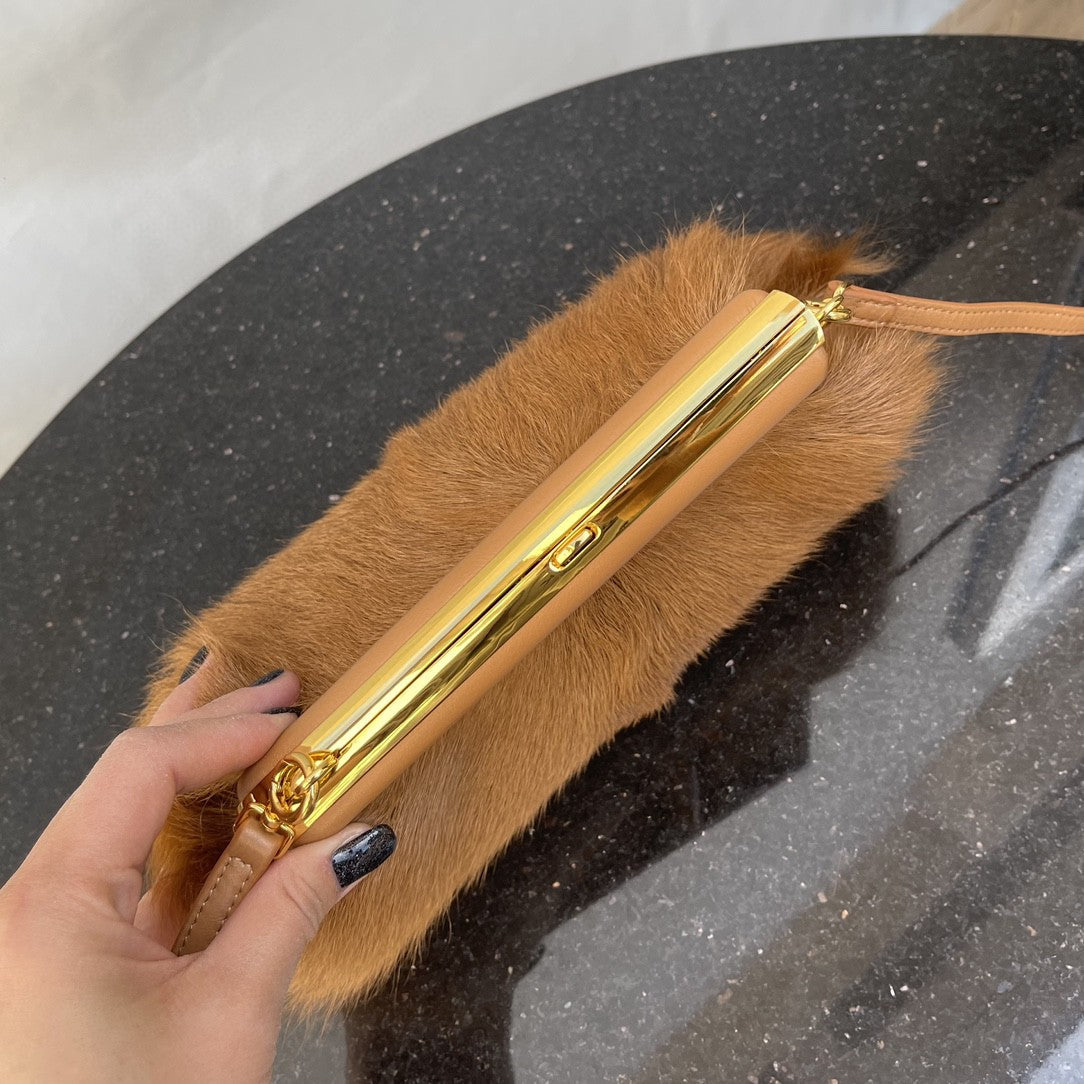 Fi First Fox Fur Bag For Woman Brown Small Travel Bag