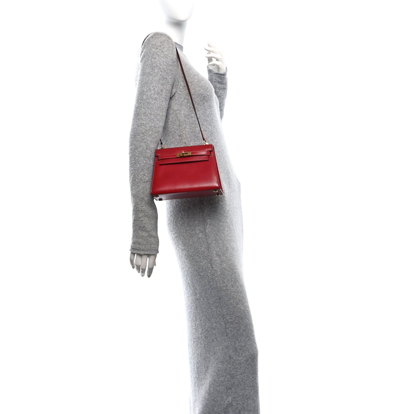 Hermes Box Kelly Sellier Rouge Vif Handbag Mini Travel Bag