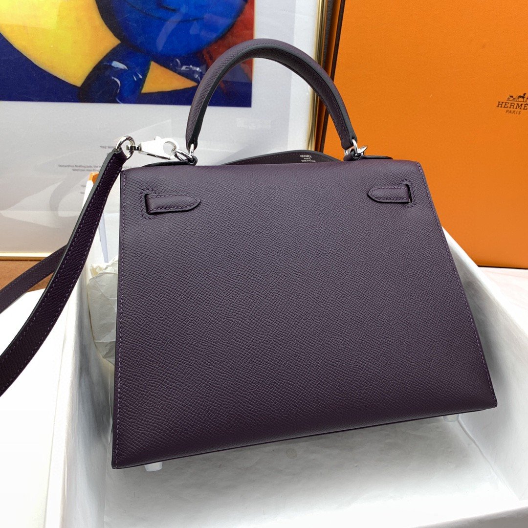Top Quality Kelly Sellier Epsom Dark Purple Shoulder Bag