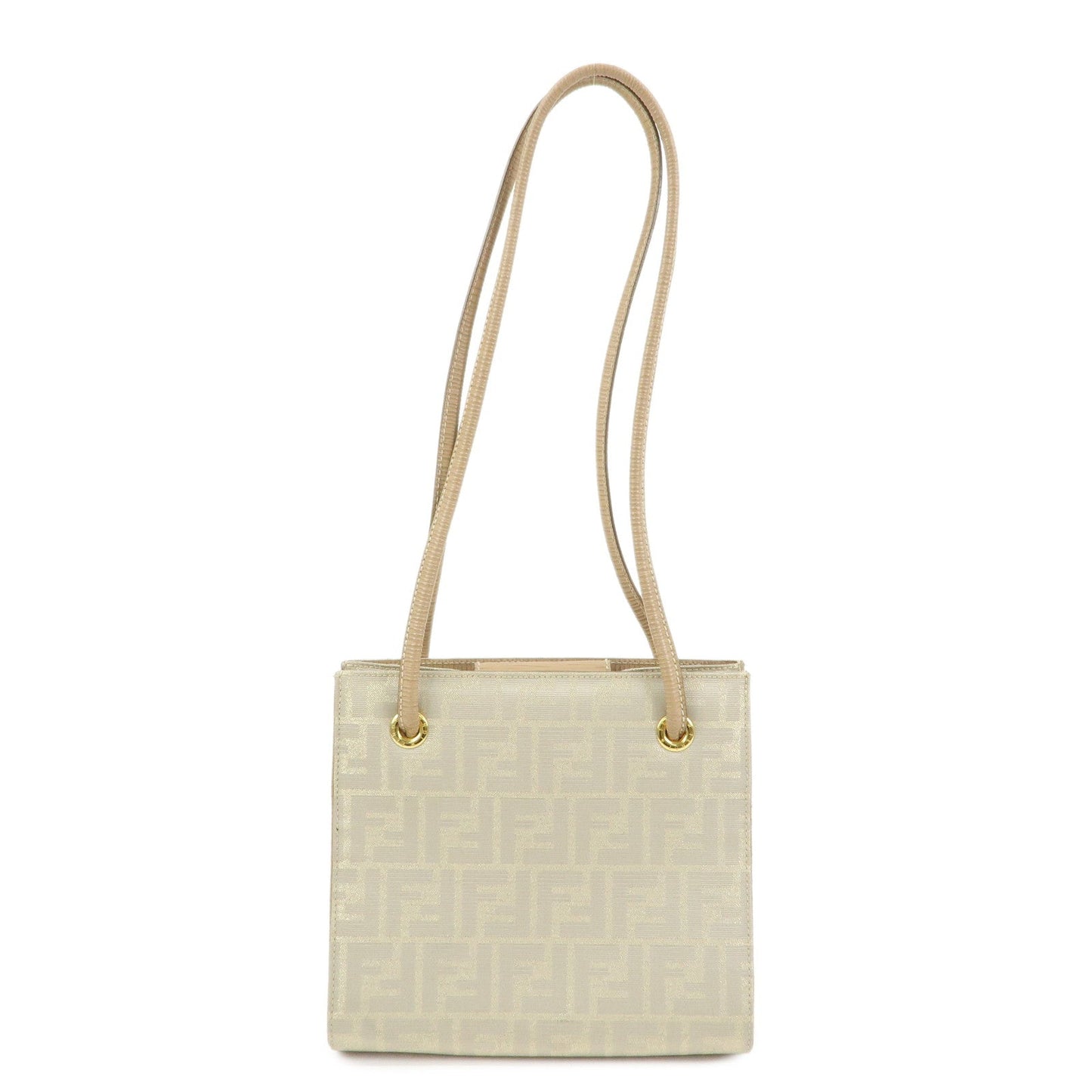 Shoulder Bag Zucca Leather Canvas Beige
