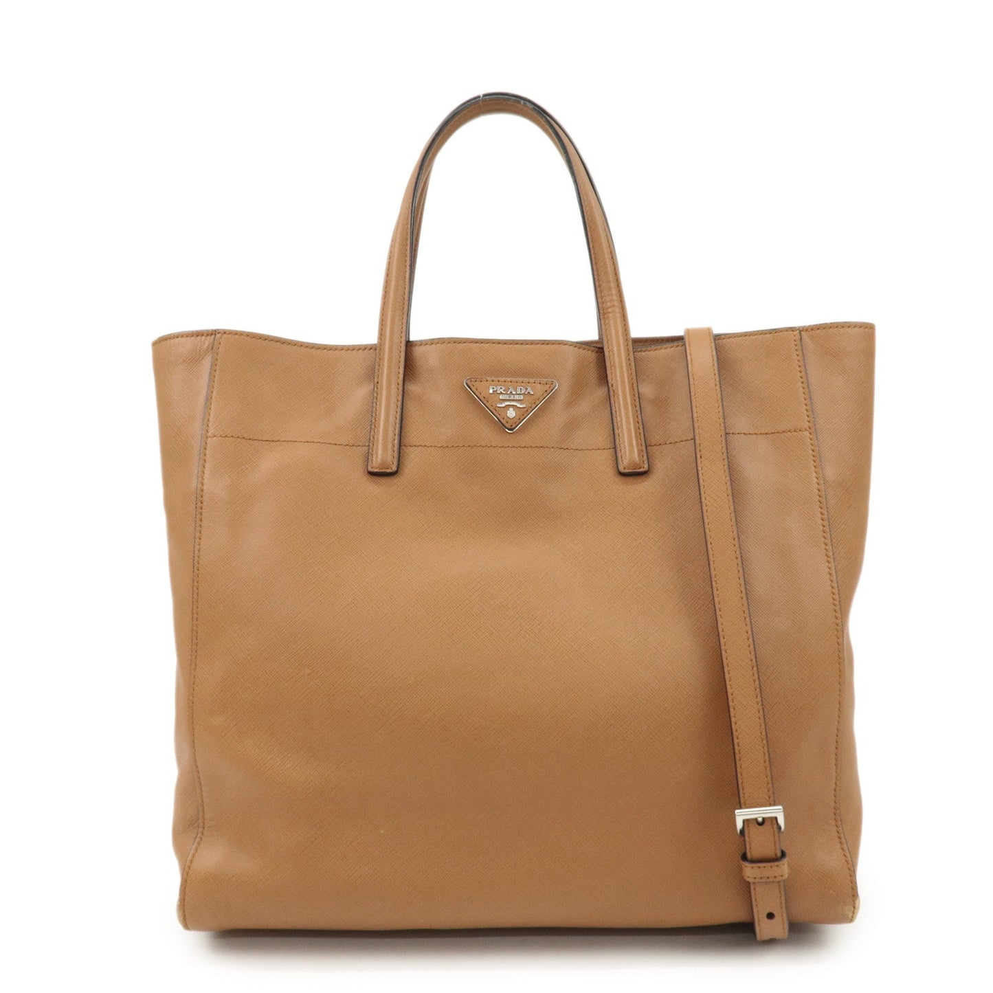 Tote Bag Triangle 2Way d Leather Saffiano Brown
