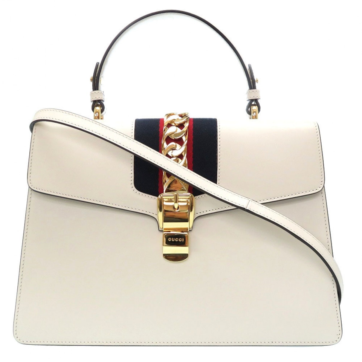 Gucci sylvie white leather handbag
