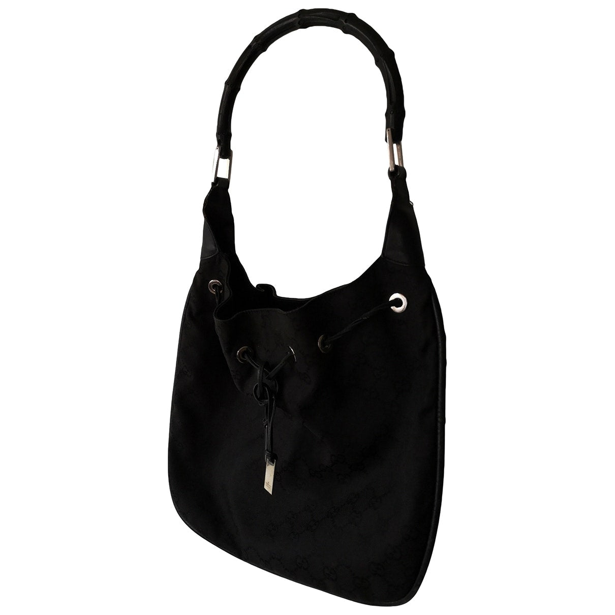 Gucci bamboo black cloth handbag