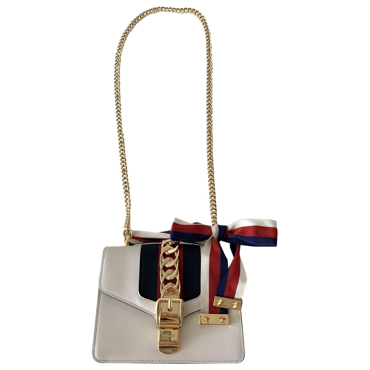 Gucci sylvie white leather handbag