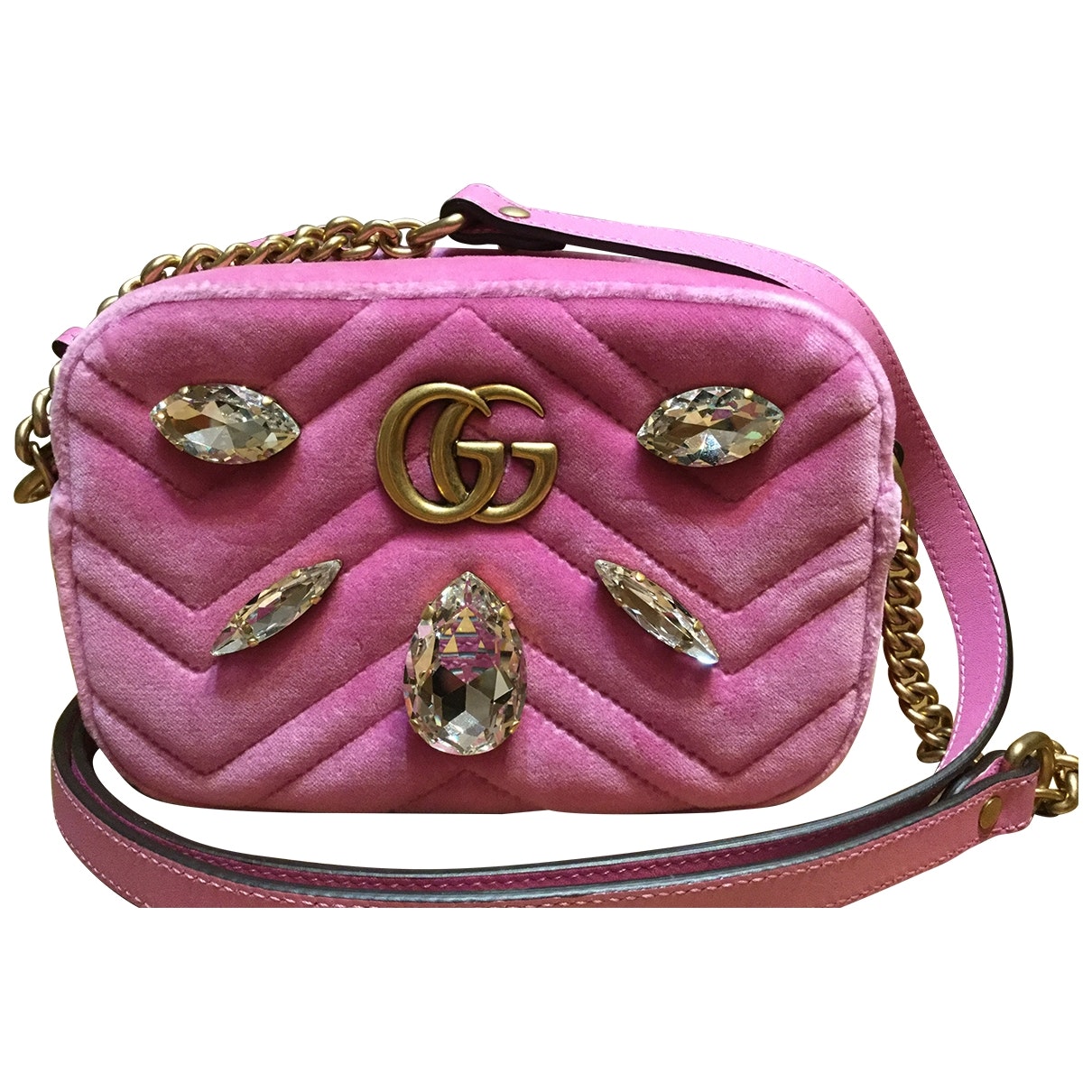 Gucci marmont pink velvet handbag