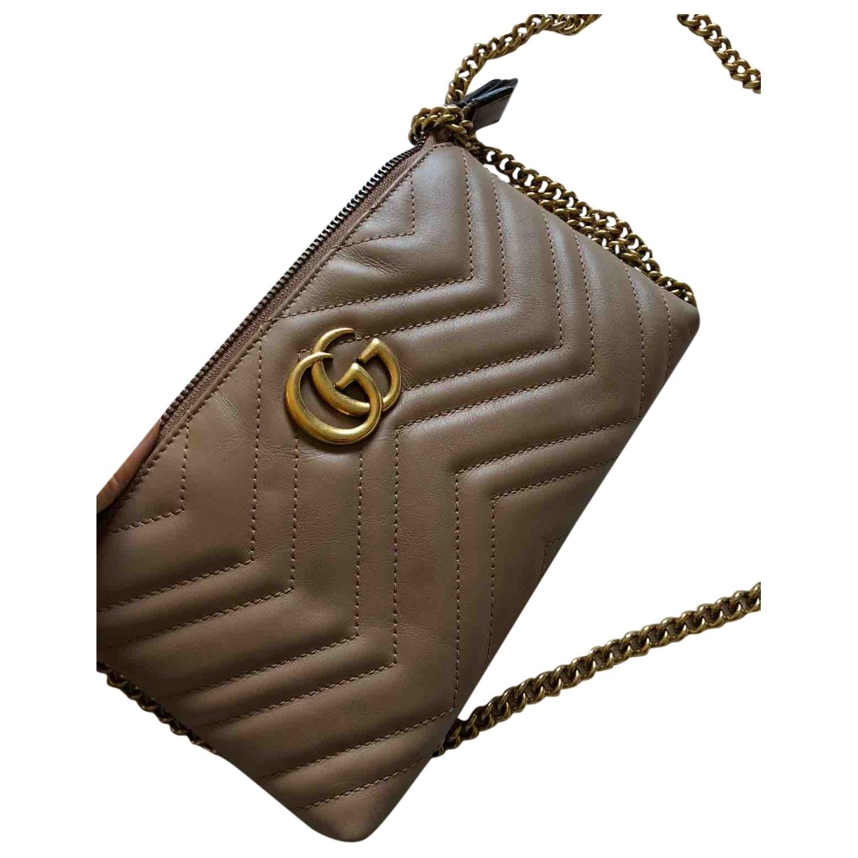 Gucci marmont beige leather handbag