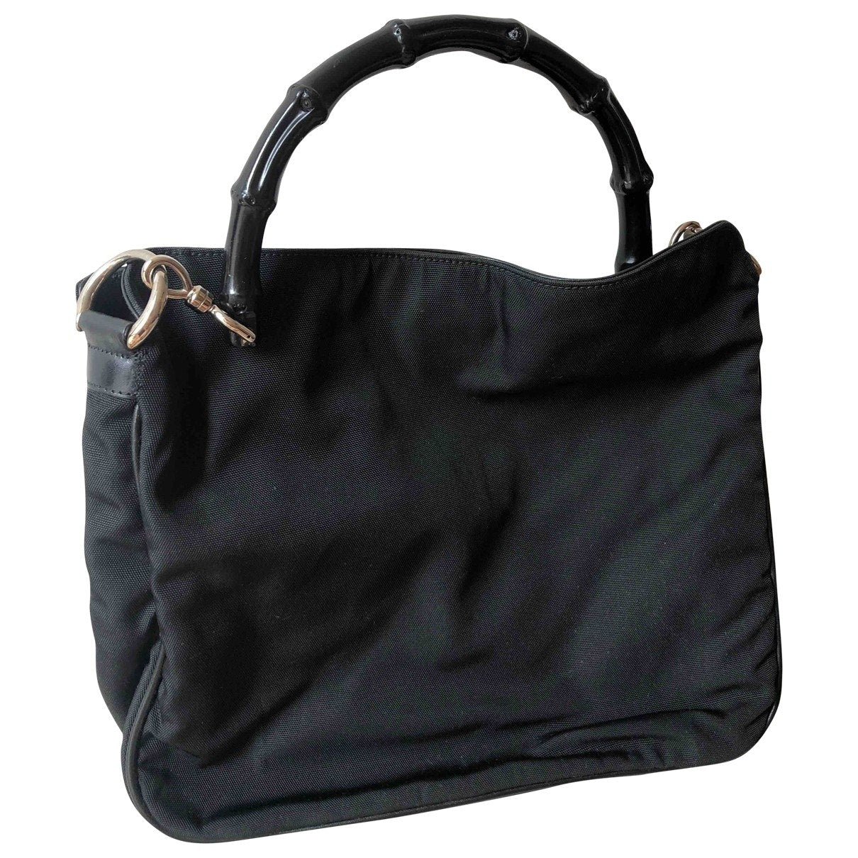 Gucci bamboo black cloth handbag