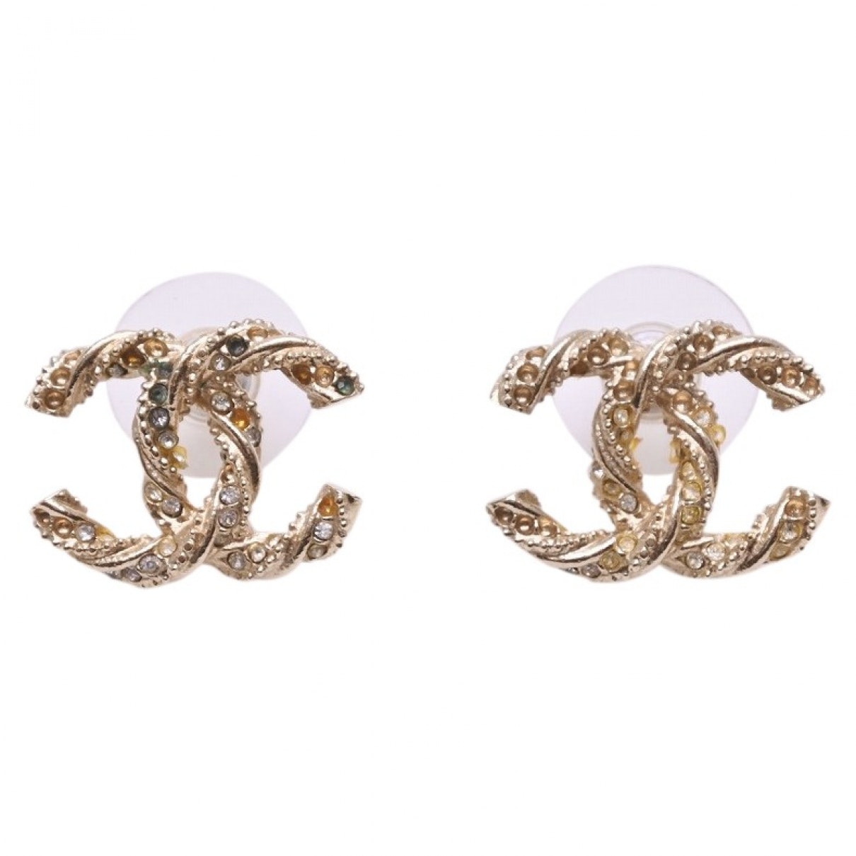 Chanel CC Gold Gold Plated Earrings