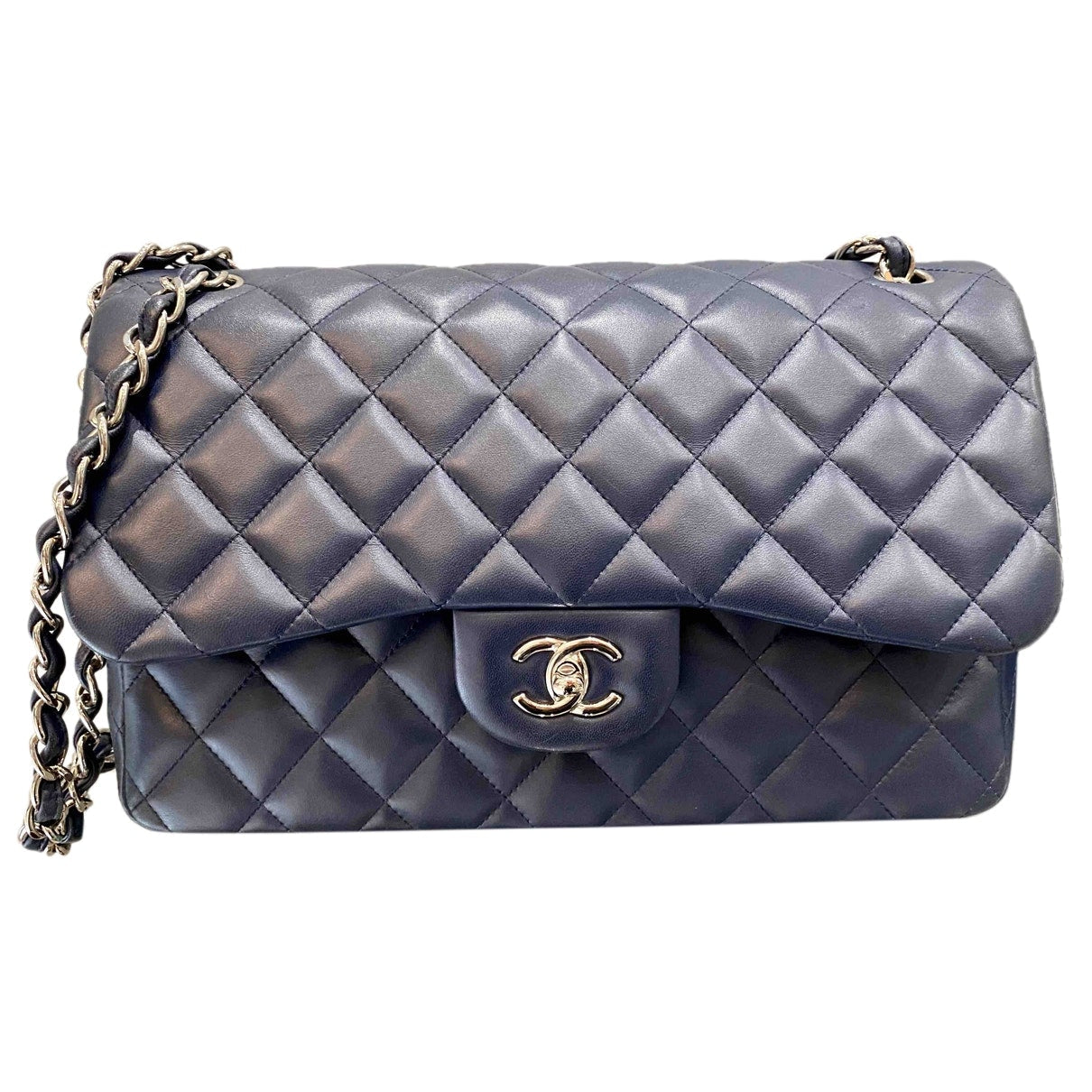 Chanel Timeless/classique Blue Leather Handbag
