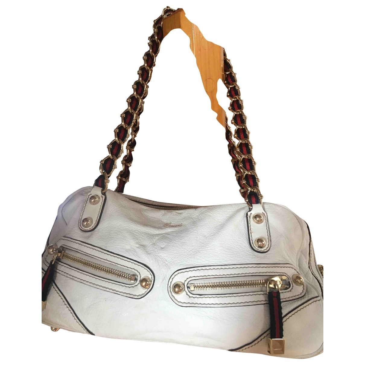 Gucci white leather handbag