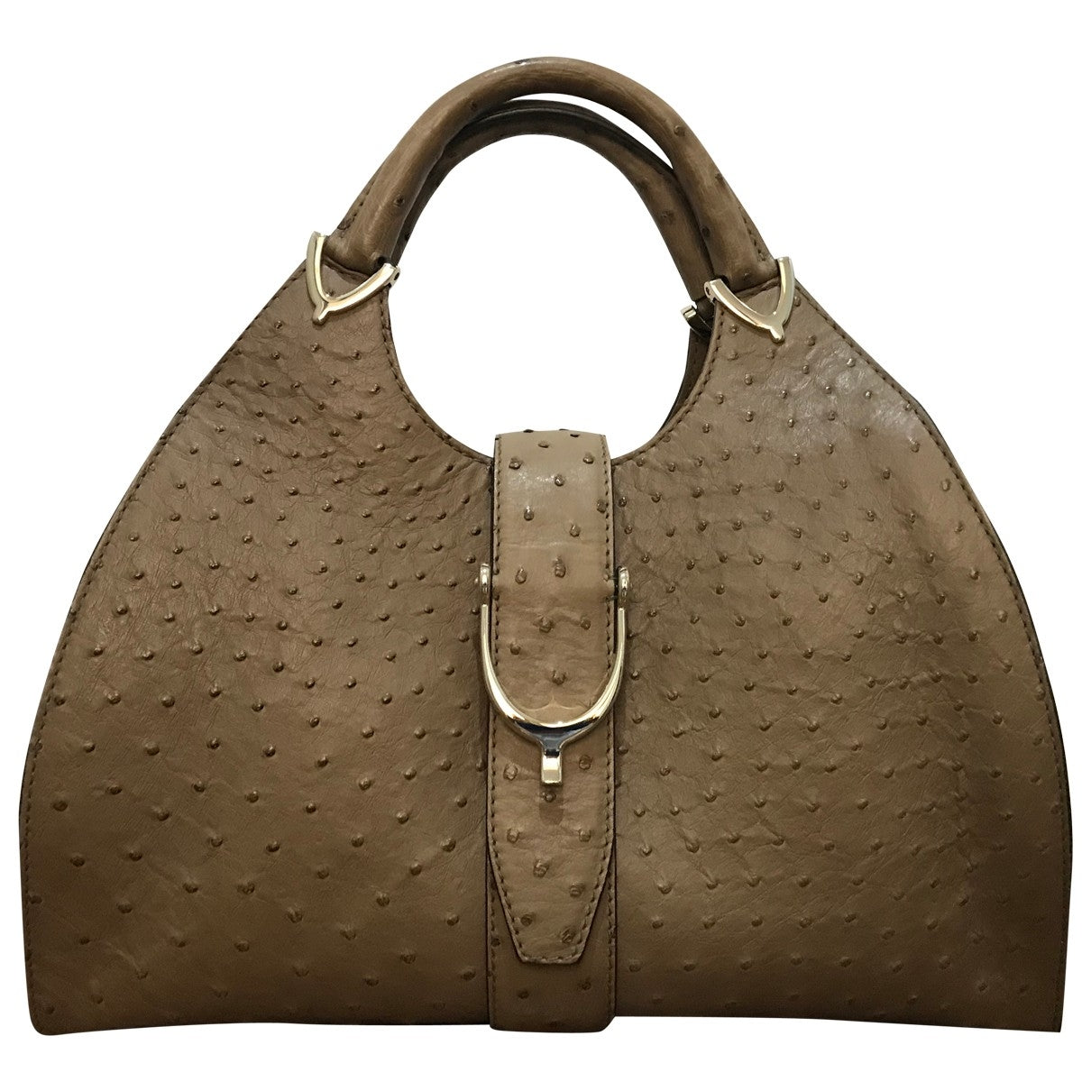 Gucci khaki ostrich handbag
