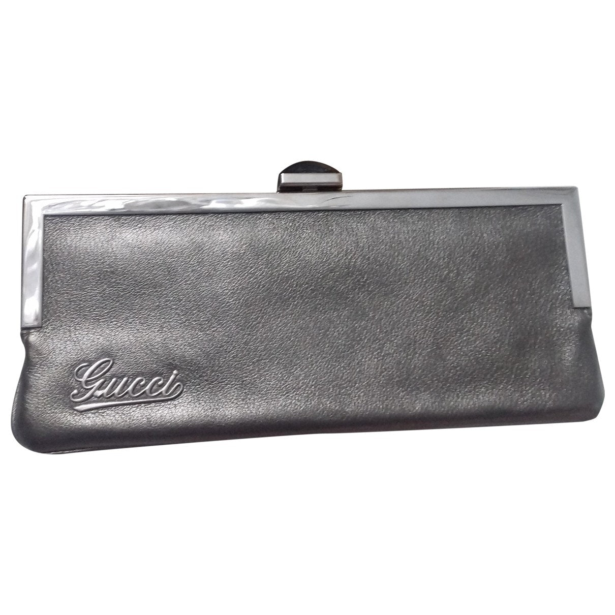 Gucci black leather clutch bag