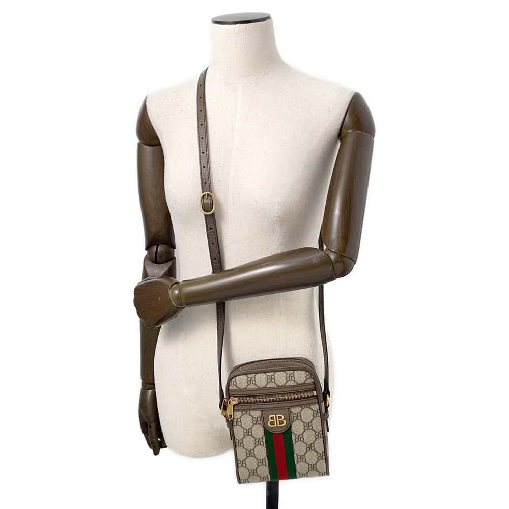 Gucci Balenciagacollaboration The Hacker Project Shoulder Bag Beige Leather Canvas