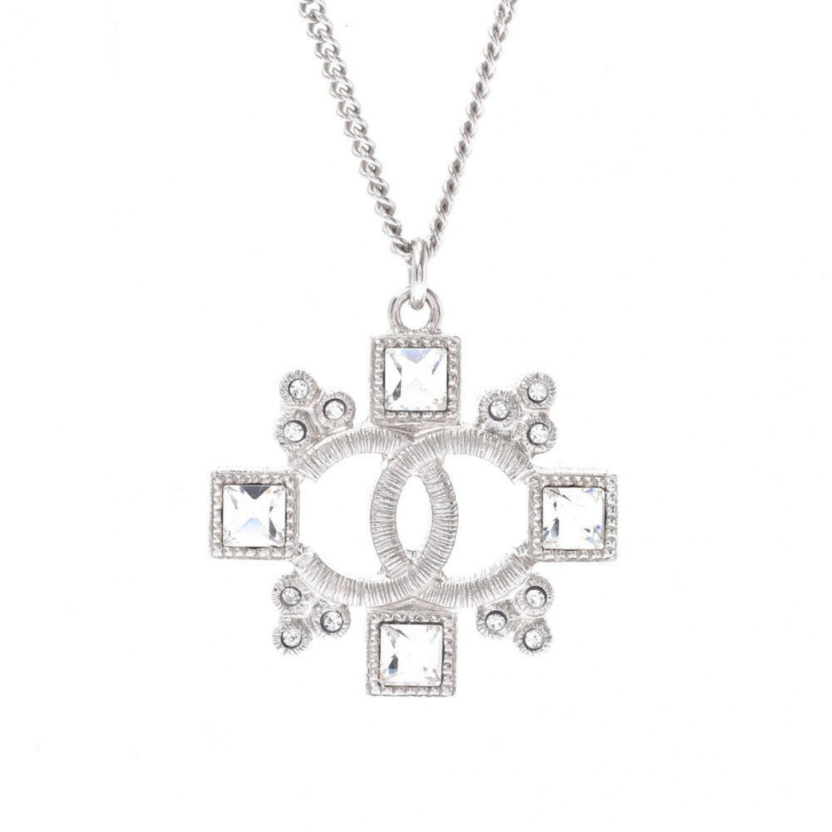 Chanel cc silver metal necklaces