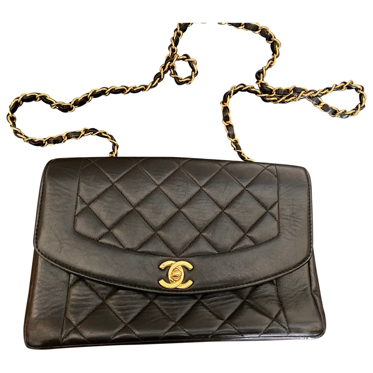 Chanel diana black leather handbag