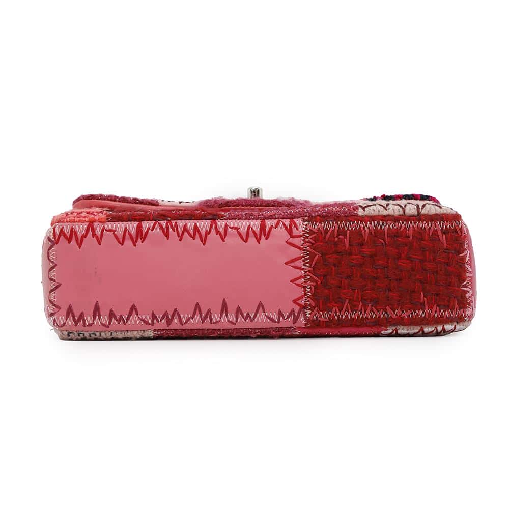 Chanel Patchwork Single Flap ChainShoulder PinkA65468 Tweed Red Leather Shoulder Bag