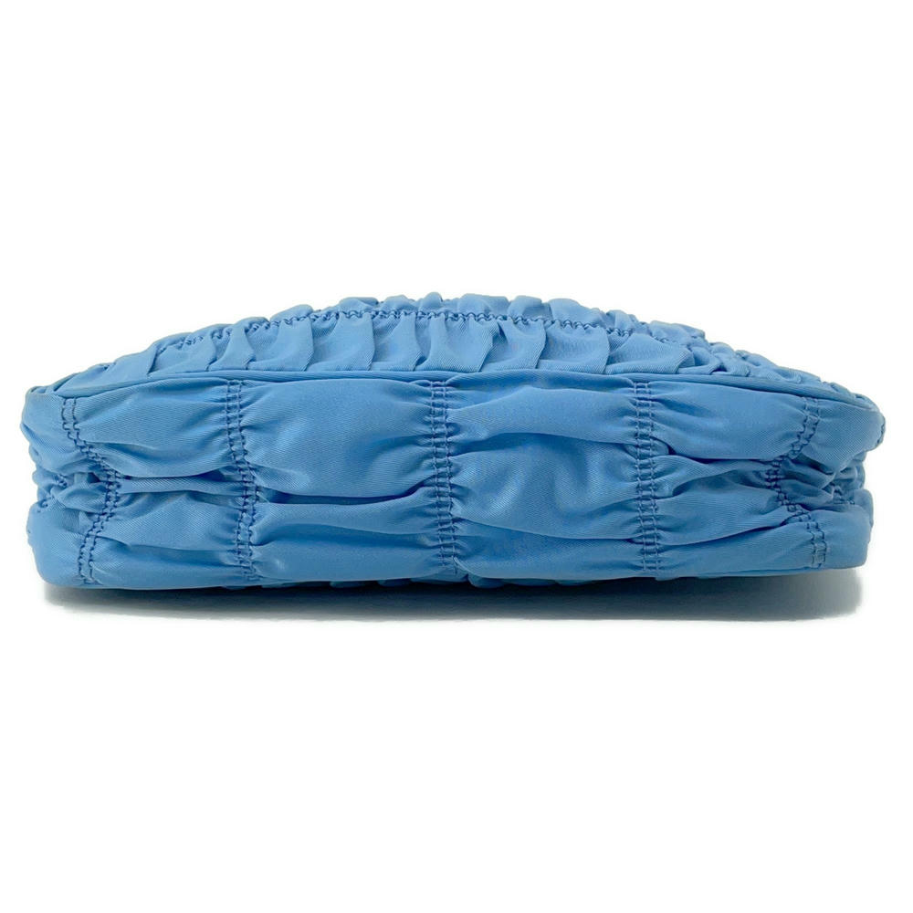 Gathered One Shoulder Bag Light Ne Nylon Blue