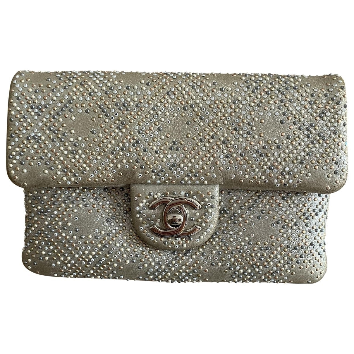 Chanel timeless/classique silver leather handbag
