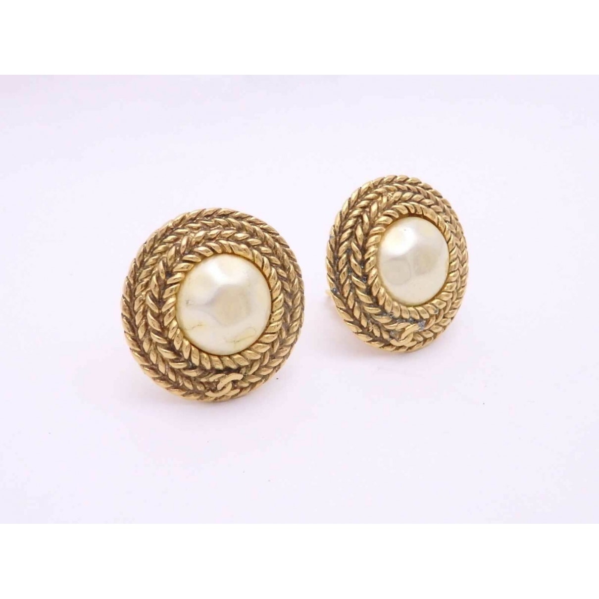 Chanel cc faux fur earrings