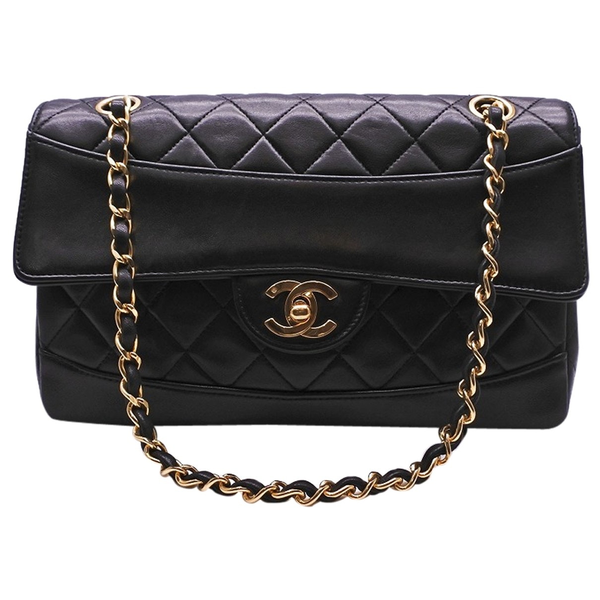 Chanel diana black leather handbag