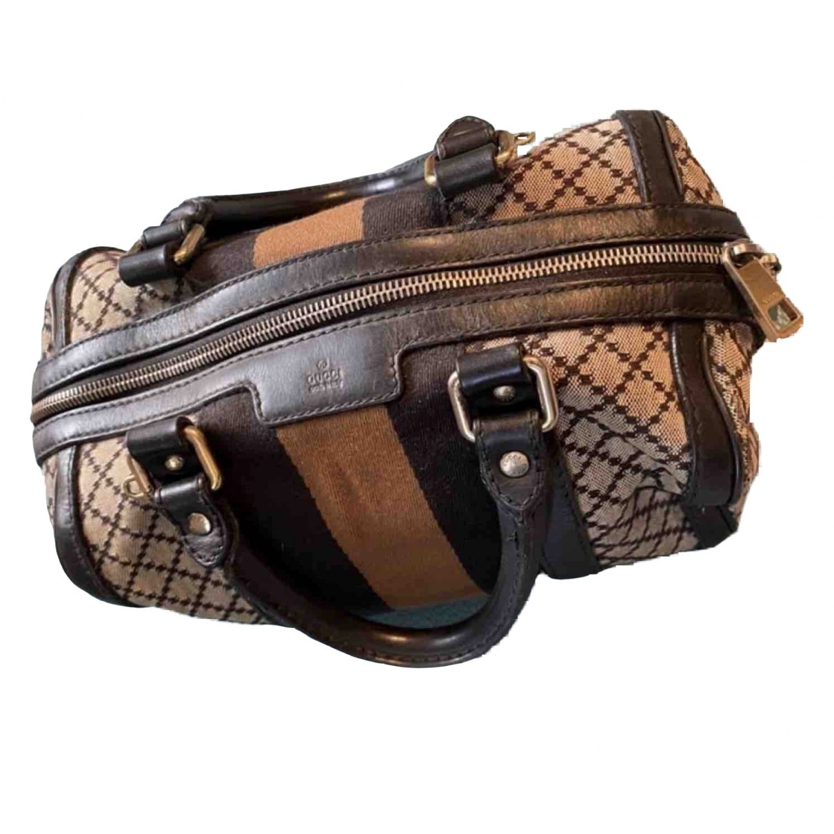 Gucci boston brown cloth handbag