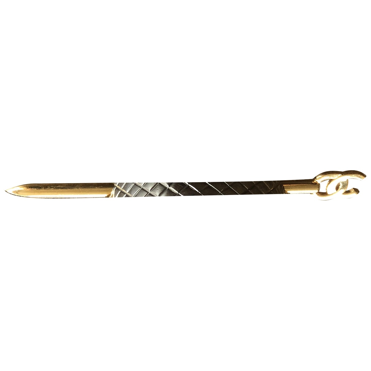 Chanel matelassé silver metal hair accessories