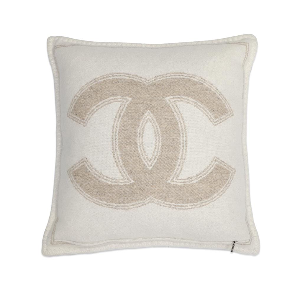 Chanel CC Logo Cushion Wool 90 Cashmere10 Beige Ivory Handbag