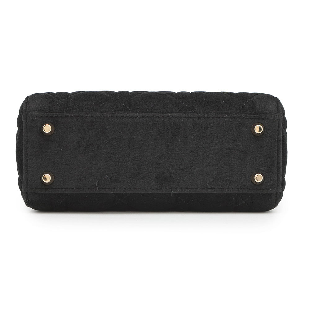 Dior Lady Velour Size Handbag Black Mini Travel Bag