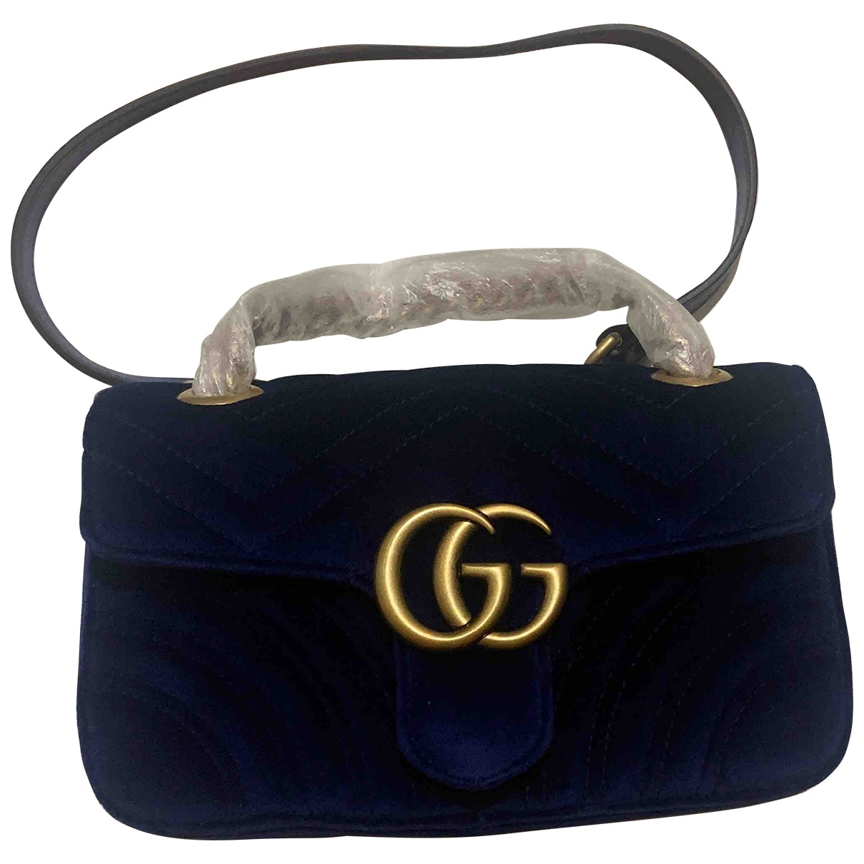 Gucci marmont blue velvet handbag