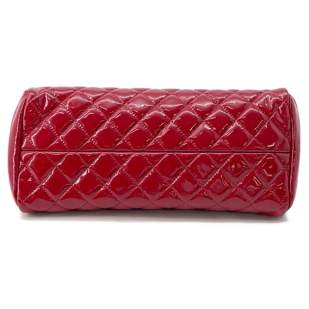 Chanel Mademoiselle ChainBowling Patent Red Leather Handbag