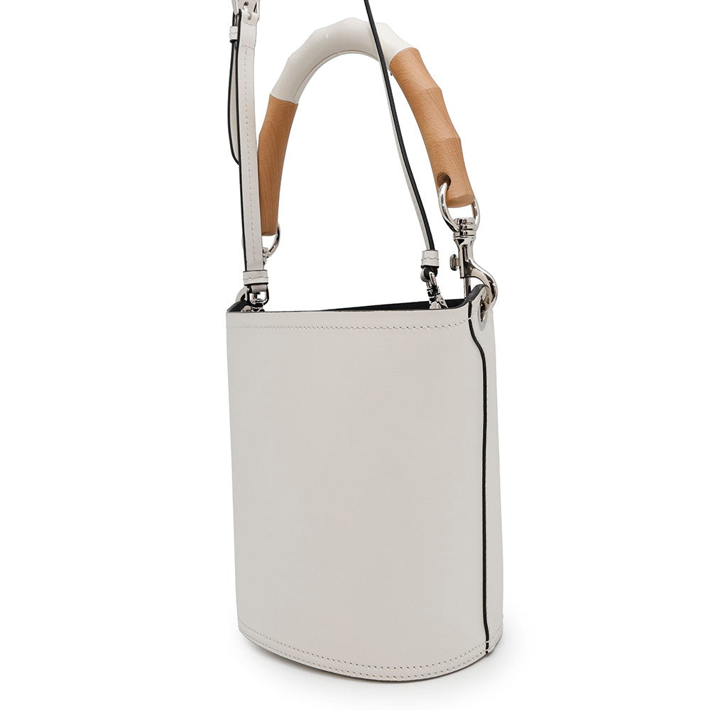 Tambour Way Handbag Be Wood Leather White Bucket Bag