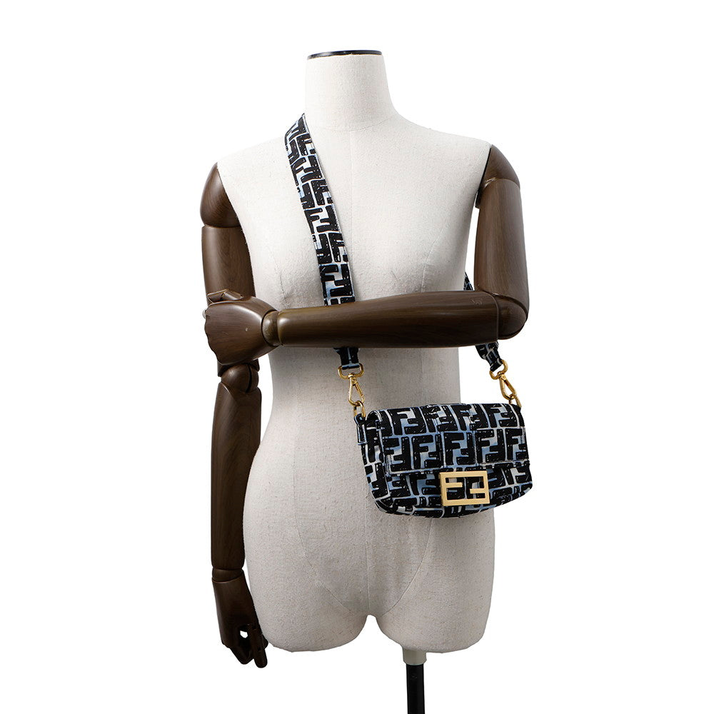 Fendi Joshua Vidas Collaboration Zucca Baguette 2Way Shoulder Bag Nylon Blue Mini