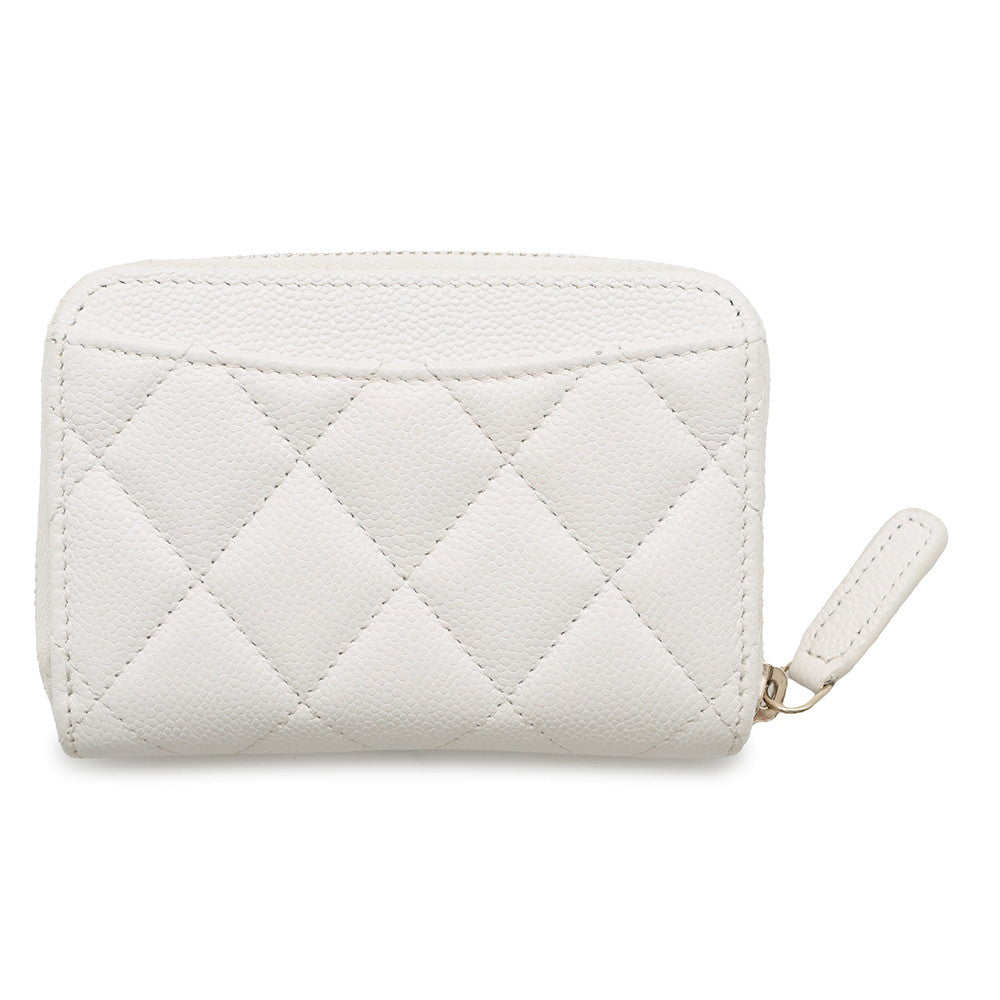 Chanel Classic zip coin purse WhiteAP0216 Caviar Leather Wallet Case