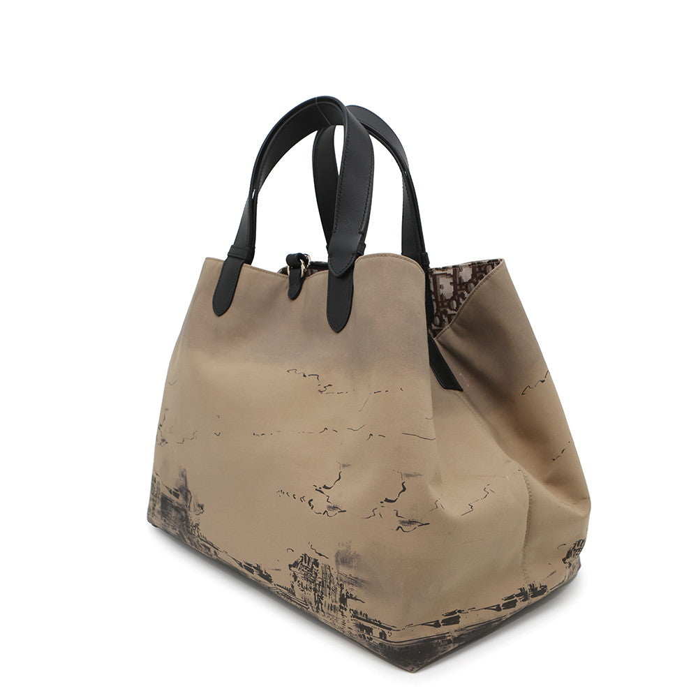 Dior Jules Oblique Tote Bag Beigem Ozbp Size Leather Nylon