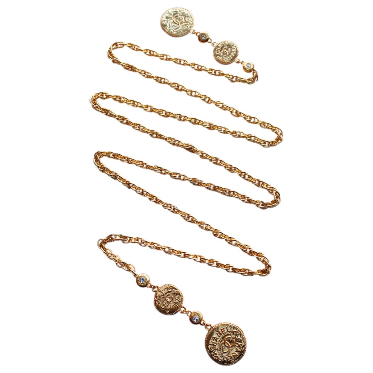 Chanel CC Gold Metal Long Necklaces