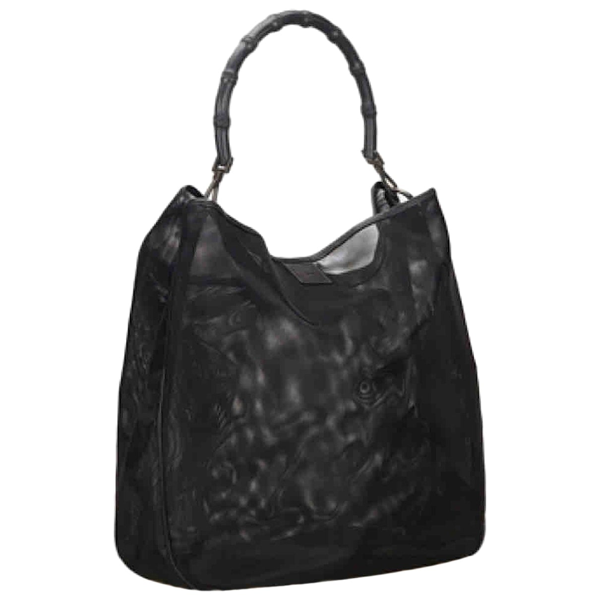 Gucci bamboo black cloth handbag